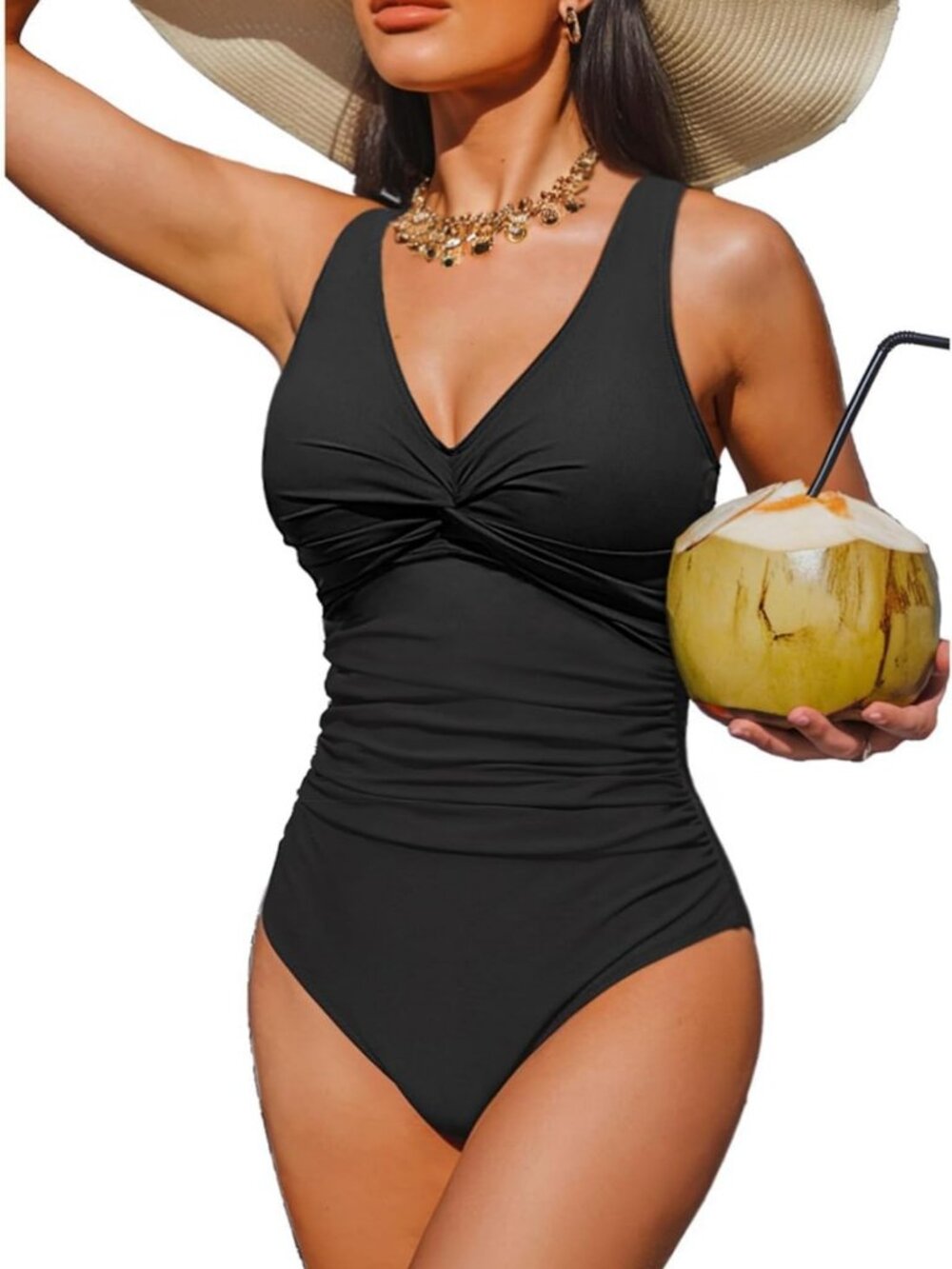 Tummy Control One Piece Swimsuit with Push Up & Full Coverage for Women